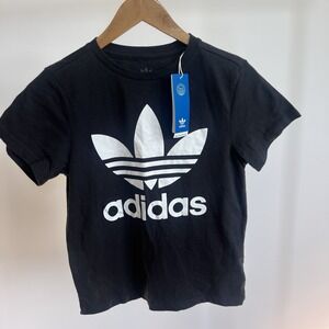 NWT Adidas Originals Trefoil Logo Sleeve Black/white Children‎ T-Shirt Sz Medium